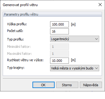 Generovat profil větru